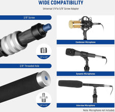 Neewer Upgraded Microphone Boom Pole, 9.8ft/300cm Telescopic Carbon Fiber Mic Boom Arm with 5 Sections, 1/4 3/8 5/8 Screw Adapters, Cable Straps, Shoulder Strap & Storage Bag, MS 300C