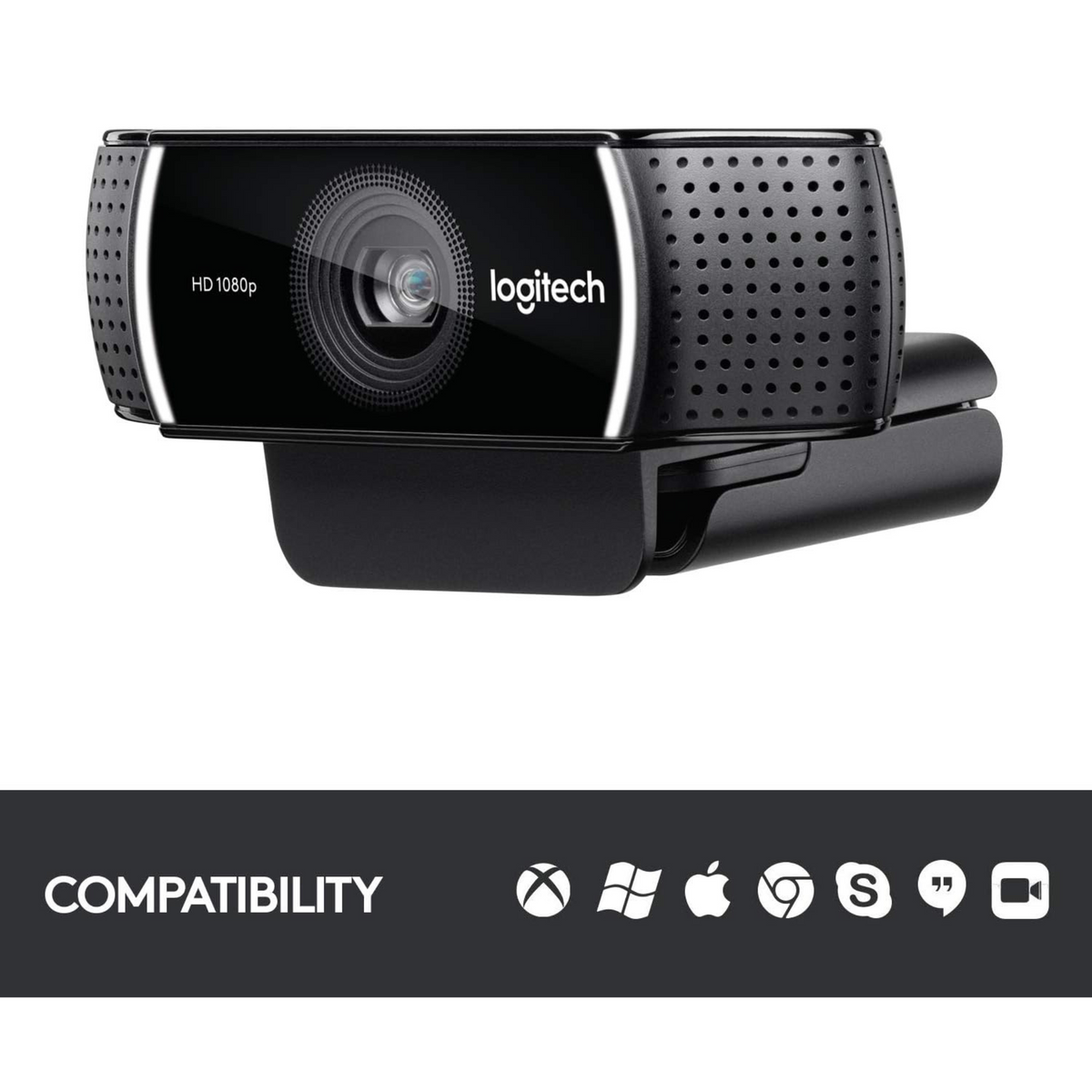 Logitech C922 Pro Stream Webcam, HD 1080p/30fps Hyperfast Streaming, Stereo Audio, HD light correction, Autofocus, - Black