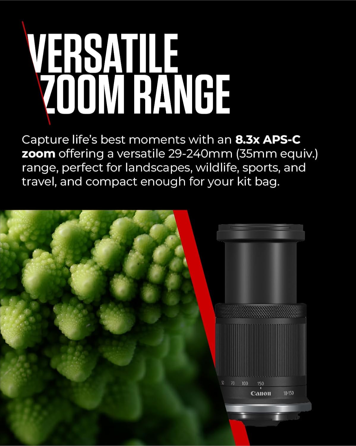 Canon RF-S Lens 18-150 mm F3.5-6.3 IS STM - Zoom Lens with 4.5 Level Stabiliser for Travel & Nature Photography Compatible with EOS R System