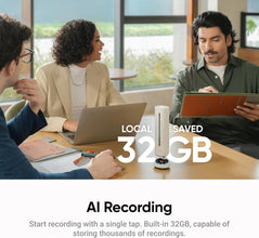 Insta360 Wave - AI Speakerphone, Bluetooth, Voice Recorder, 8 Noise-Canceling Mics w/Beamforming, AI Transcript & Summary, Support 99 Languages, 32GB Storage, Meetings, Podcasts, Livestreams