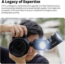 Godox V1 Pro TTL Li-ion Round Head Flash for Canon High-Speed Sync, Magnetic Modifier Mount, Black