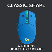 Logitech G203 2nd Gen Wired Gaming Mouse, 8,000 DPI, Rainbow Optical Effect LIGHTSYNC RGB, 6 Programmable Buttons, On-Board Memory, Screen Mapping, PC/Mac Computer and Laptop Compatible - Blue