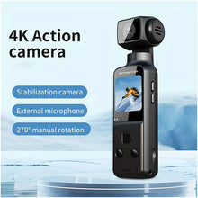 Portable 4K Action Camera, 270° Rotating Lens & 3.38cm CMOS, Not Anti-Shake, Lightweight Design, USB Rechargeable, Handheld, 1000mAh Battery, Black | Portable 4K Action Camera
