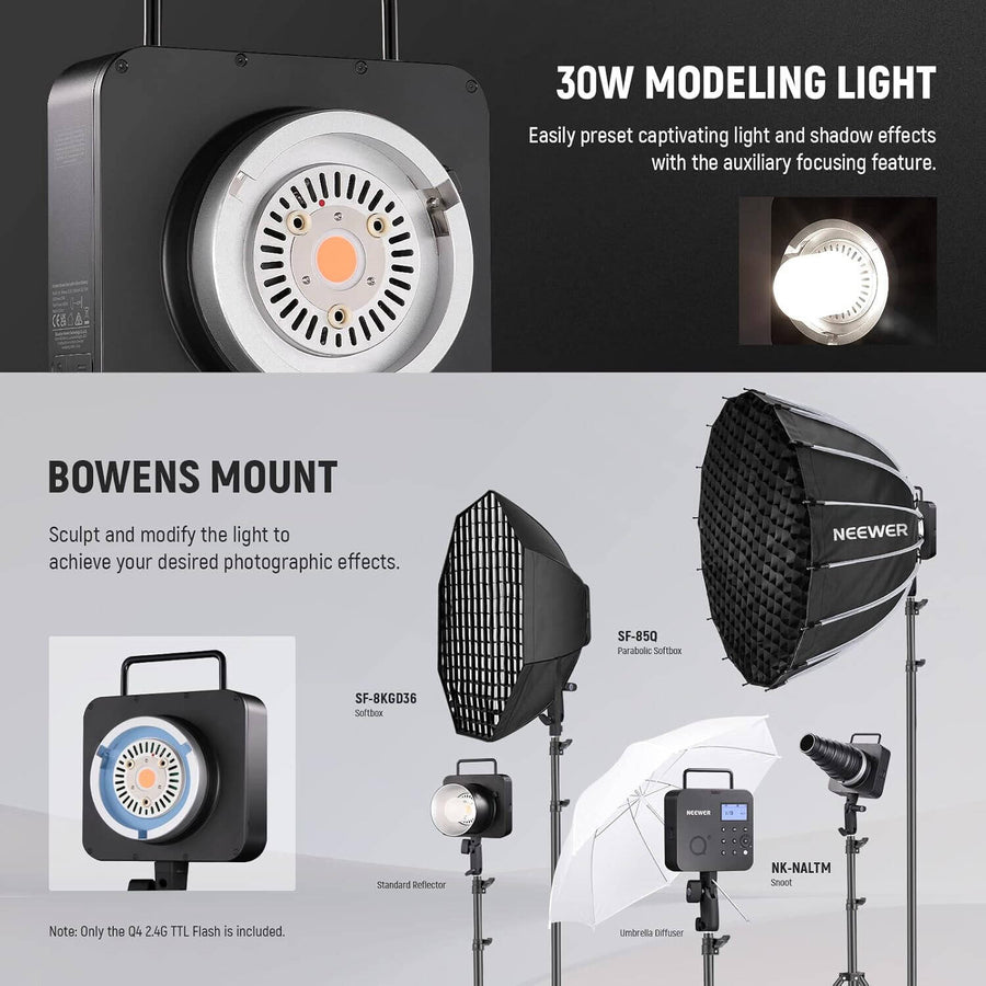 NEEWER Q4 400Ws 2.4G TTL Flash,1/8000 HSS