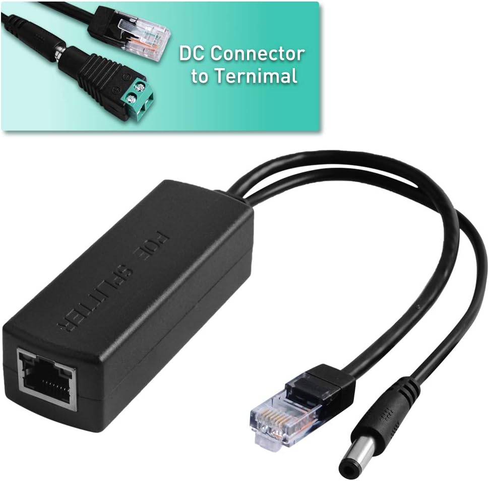 GeeekPi Gigabit PoE Splitter, 48V to 12V Ethernet Adapter,IEEE 802.3af Compliant 10/100/1000Mbps PoE Splitter for IP Camera,Wireless Access Point and VoIP Phone