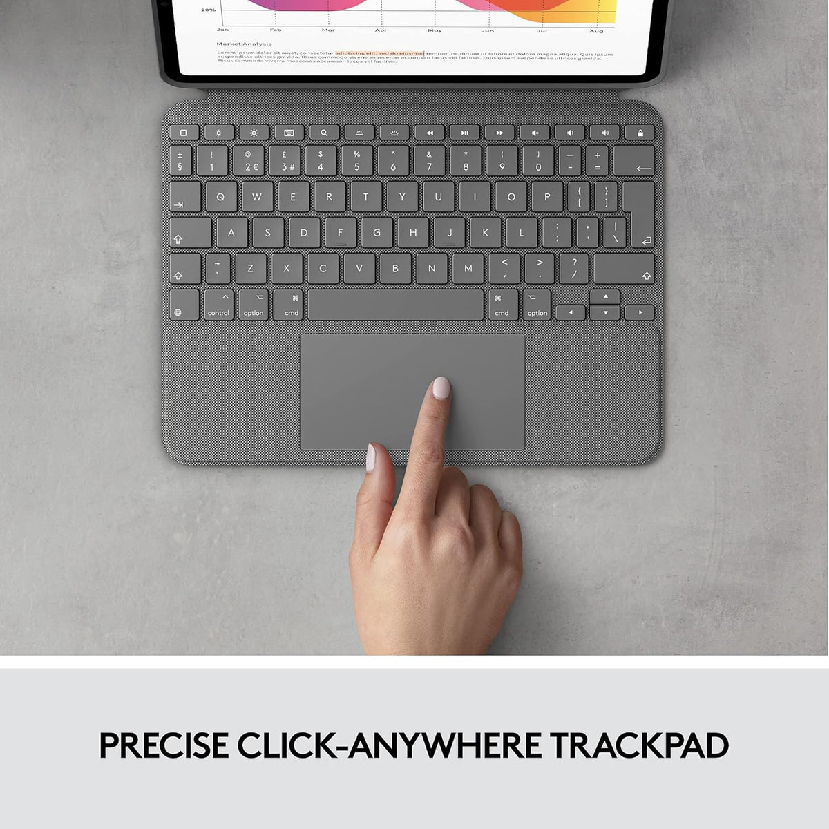 Logitech Combo Touch iPad Pro 12.9-inch (5th, 6th gen - 2021, 2022) Keyboard Case - Detachable Backlit Keyboard with Kickstand, Click-Anywhere Trackpad, Smart Connector - Grey; Arabic Layout