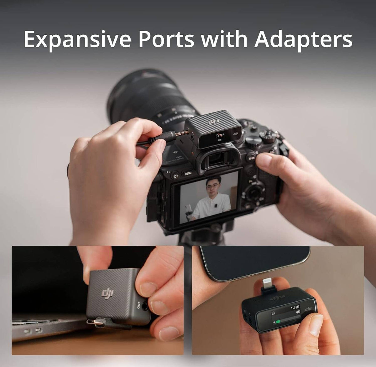 DJI Mic (1 TX + 1 RX), Wireless Lavalier Microphone, 250m (820 ft.) Range, 14 Hour Recording, Wireless Mic for PC, iPhone, Cameras, Vlogs, Live Stream, UAE Version with Official Warranty Support