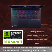 Acer Predator Helios Neo 16 AI Pc Gaming, Notebook Gaming Ultra 9 275HX, 32GB RAM DDR5, SSD 1TB PCIe, Display 16