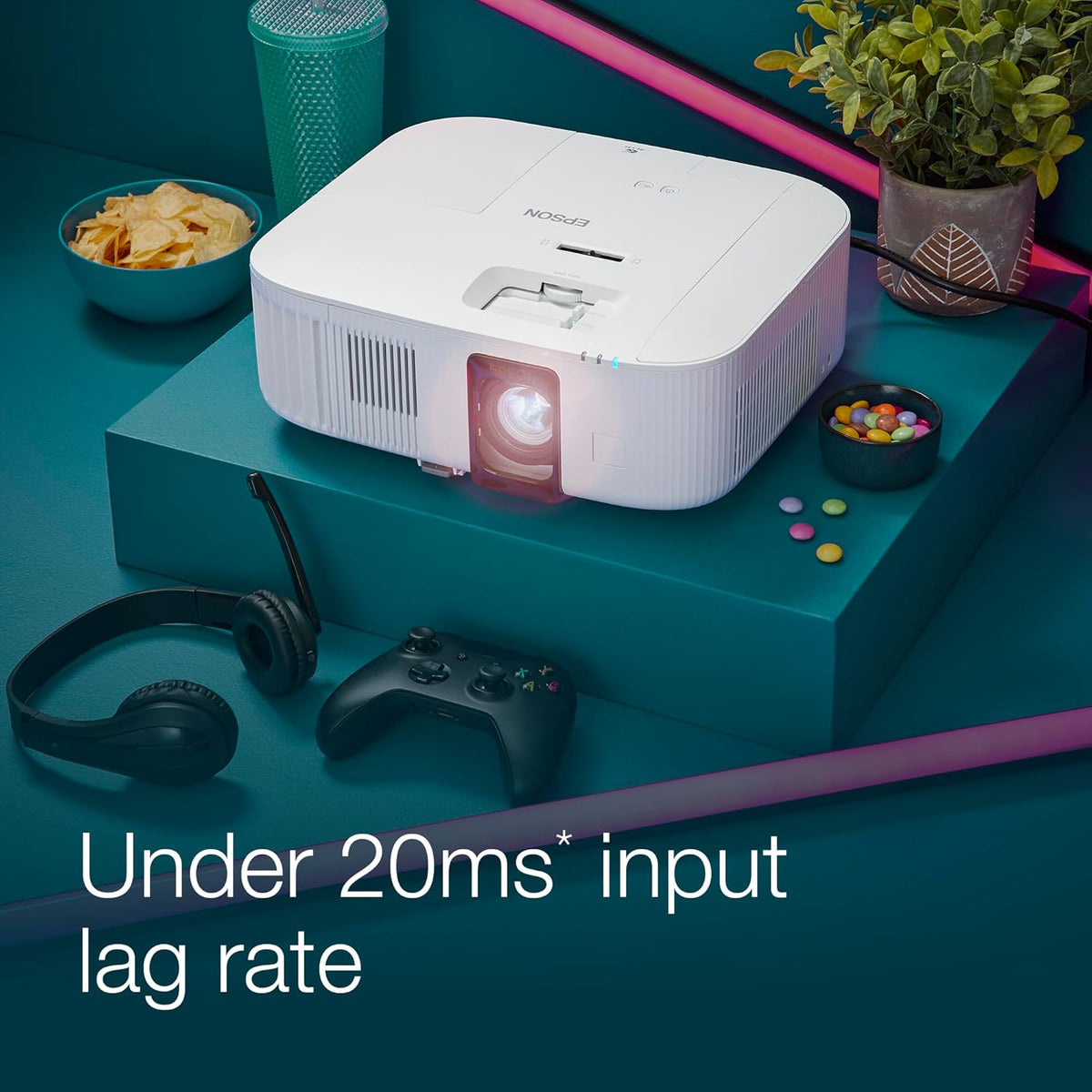 EPSON EH-TW6150 4K PRO-UHD projector, 2,800 lumen brightness, lag time of less than 20ms, 3LCD technology, USB, HDMI