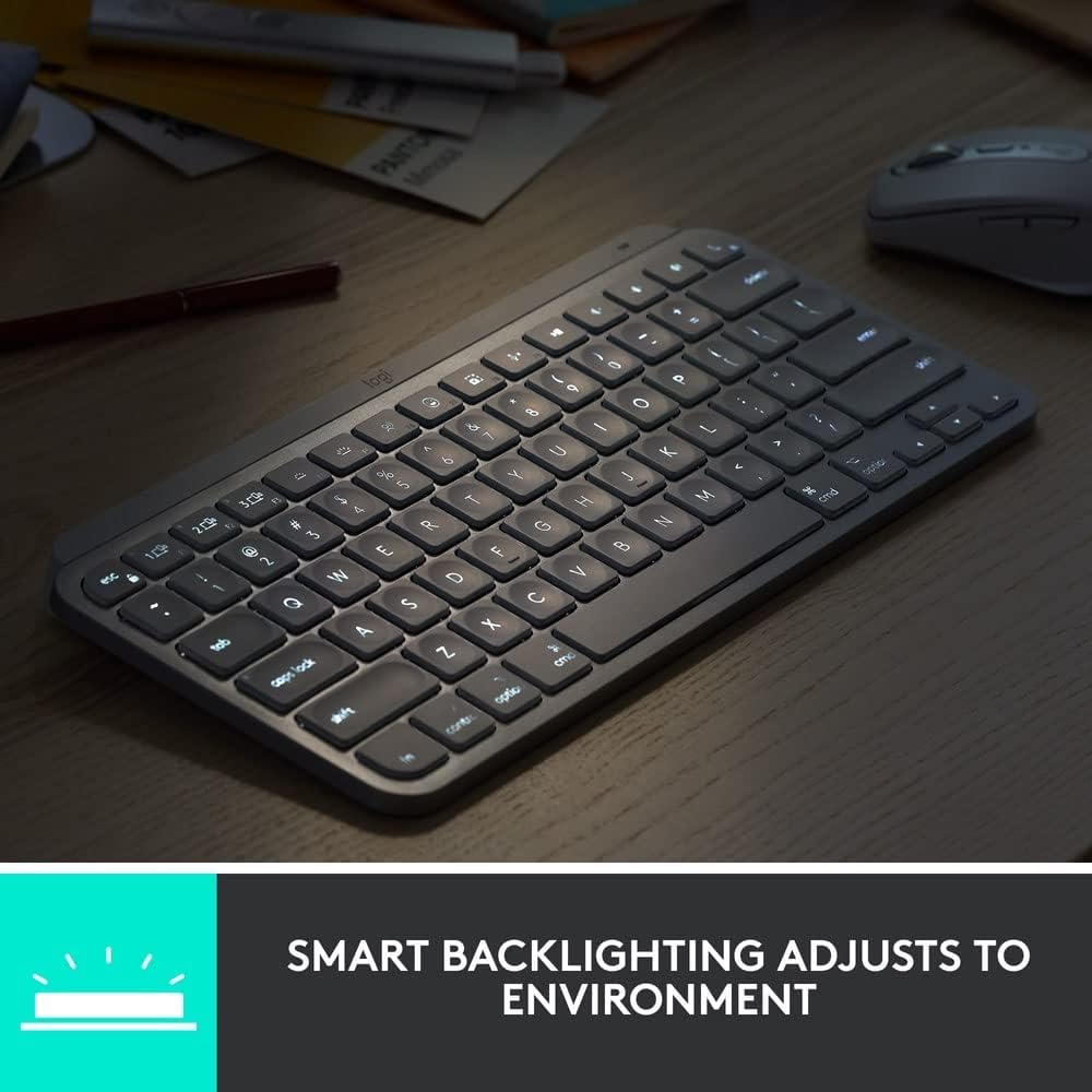 Logitech MX Keys Mini Minimalist Wireless Illuminated Keyboard, Compact, Bluetooth, Backlit, USB-C, Compatible with Apple macOS, iOS, Windows, Linux, Android, Metal Build - Rose