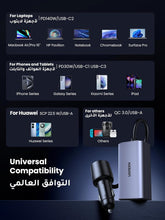 UGREEN 150W Multi Port Car Charger, 4 Port USB C Fast Car Adapter GaN Charger, Automobile Battery Power Plug for Backseat with Clip, Compatible for MacBook Air/Pro, Lenovo,iPhone 16 Series, S25 Ultra