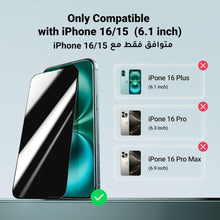 UGREEN iPhone 15/ iPhone 16 Screen Protector Privacy 6.1'' 100% Privacy Protection Ultimate Drop Protection 1:1 Full Coverage Anti Spy Screen Protector 9H+ Tempered Glass Fit for Most Case 2 Pack