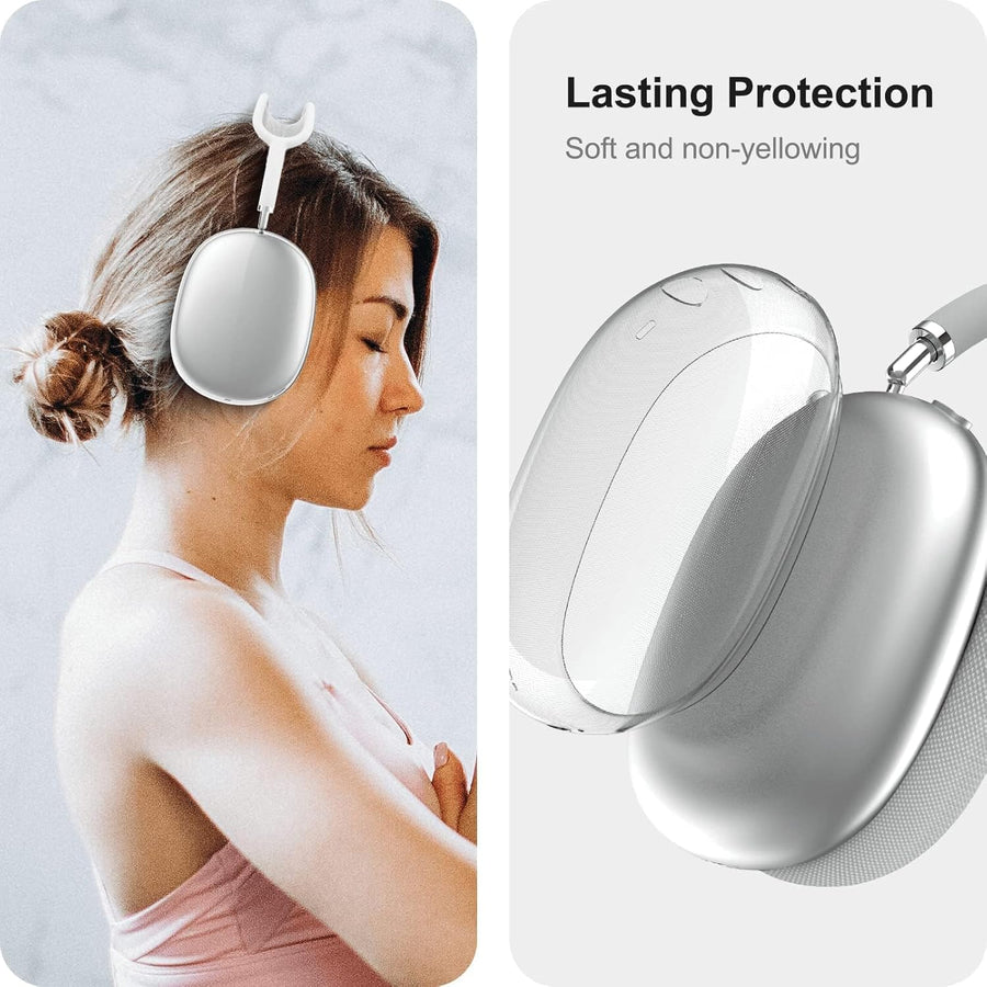 Goodern Compatible for Apple AirPods Max Case Cover Silicone Transparent Protective Sleeve Waterproof Headphones Case Cover Airpods Max Accessories Clear Soft Skin for AirPod Max Durable Shell-Clear