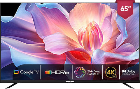 Nikai 65 Inch 4K Ultra HD Smart Google TV, Hands Free Voice Control, Game Master, Dolby Vision + Atmos, 4K HDR10+, Effortless Connectivity with Android & Apple devices - 65NIKGOOGLE (2025 Model)