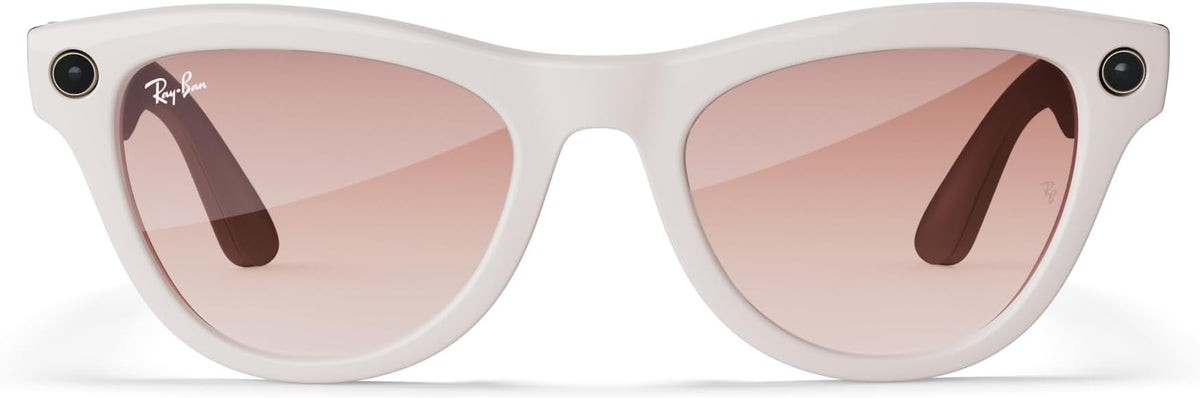 Meta Ray-Ban | Smart Glasses, Skyler, Shiny Chalky Grey / Cinnamon Pink, Regular RW4010