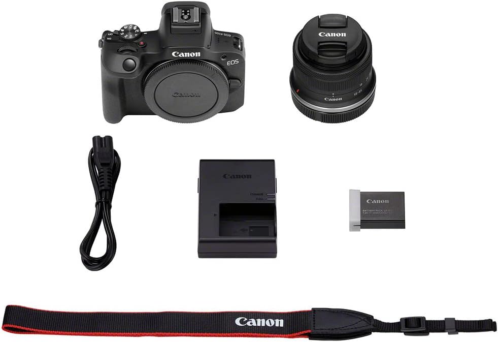 Canon EOS R100 Mirrorless Camera with RF-S 18-45mm F4.5-6.3 IS STM Lens, Black