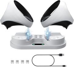 SYOSI Charging Station for Playstation VR2 Controller, Charging Dock Compatible with PS VR2 Controller LED Light Desk Charger Stand with Accessories 4 Type-C Magnetic Clasp and Type-C Cable (White)