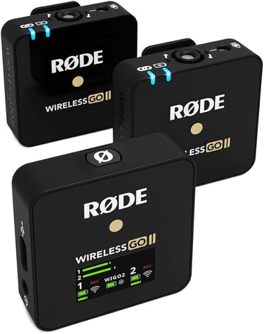 RØDE Wireless GO II Ultra-compact Dual-channel Wireless Microphone System with Built-in Microphones, On-board Recording and 200m Range for Filmmaking, Interviews and Content Creation