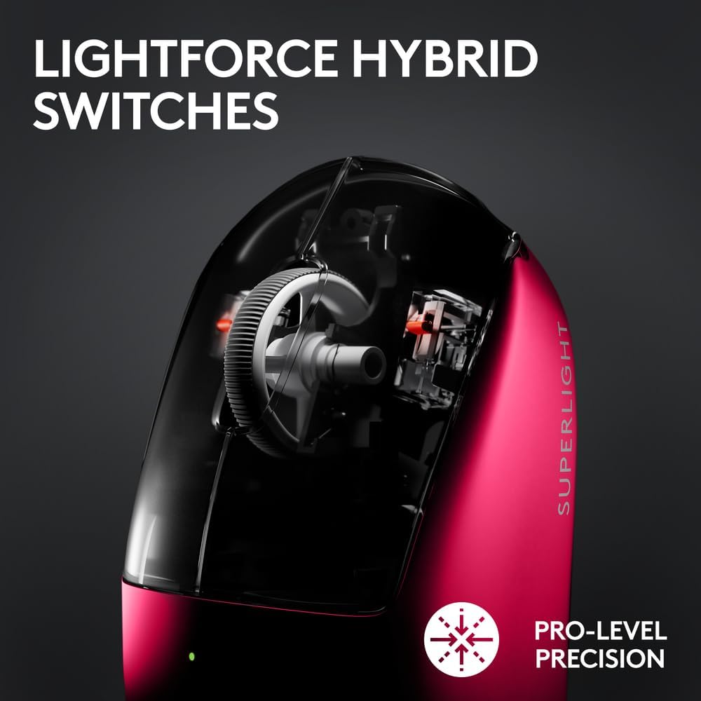 Logitech G PRO X SUPERLIGHT 2 LIGHTSPEED Wireless Gaming Mouse, Lightweight, LIGHTFORCE Hybrid Switches,  USB-C Charging, PC & Mac - Deep Pink