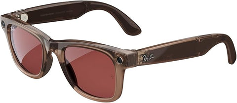 Meta Ray-Ban Smart Glasses 50/22/150 Wayfarer, Warm Stone/Transitions Watermelon Red, regular RW4006