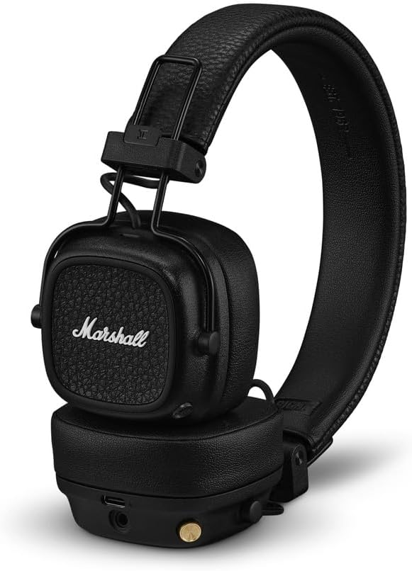 Marshall Major V Bluetooth Headphones - Foldable Bluetooth Wireless Headphones Bluetooth with 100+ Hours of Playtime (Black)