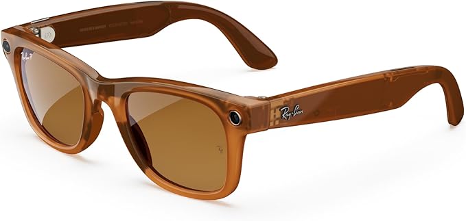 Meta Ray-Ban Smart Glasses Wayfarer Large 53/22/155 Shiny Caramel Polar Brown RW4008