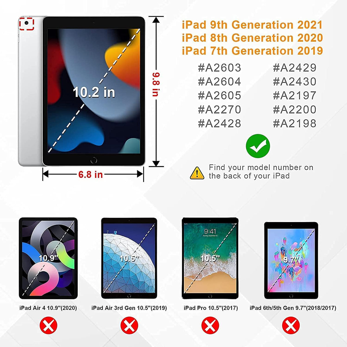 Herize iPad 9th/7th/ 8th Generation Case Cover iPad 10.2 Case 2021 2019 2020 with Screen Protector, Heavy Duty Hard Durable Shockproof Protective Case with Kickstand,Hand Strap, Shoulder Strap Black