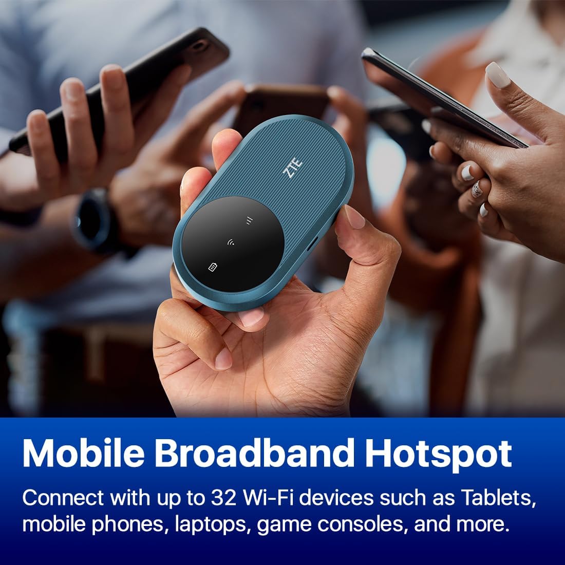 ZTE U10S Pro Blue, 4G+LTE Mobile Wi-Fi 6, Unlocked Cost-Effective Portable Travel Router, Connects 32 Devices, 3000 mAh, 10 Hours Battery Life, Runs on All Worldwide Networks