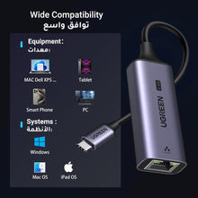 UGREEN USB C to Ethernet Adapter 2.5G, Ethernet Adapter for Laptop, Aluminum, Type C(Thunderbolt 4/3) to Rj45 Network Internet LAN, Compatible for MacBook Air/Pro, XPS, iPhone 16/Plus/Pro/Max