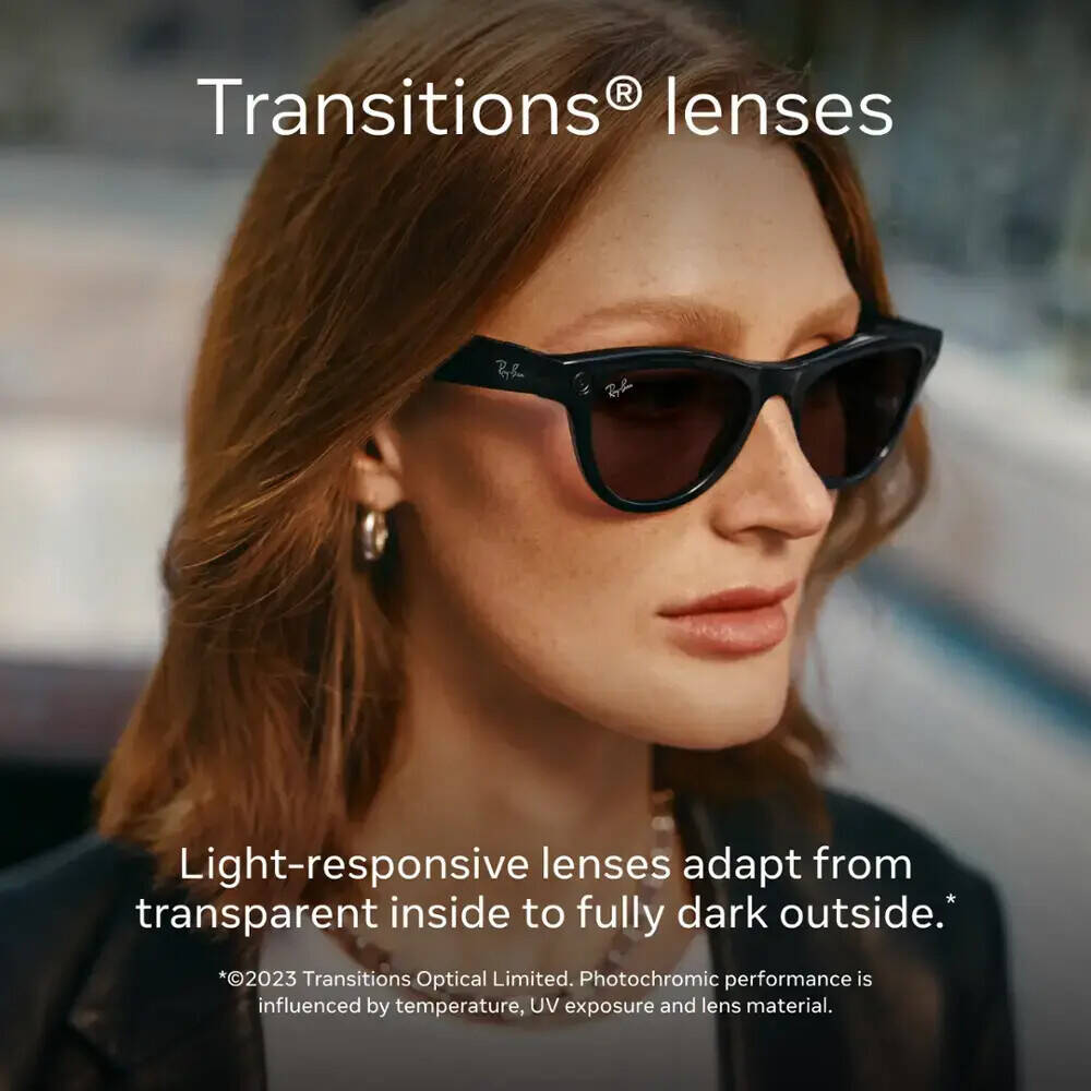 Rayban Meta Skyler Smart Glasses, Integrated Speakers & Microphones, Smart Controls, Meta Ai, Audio, Photo, Video Compatibility, Shiny Black / Clear to Amethyst Transition Lenses | 601/CH52
