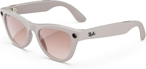 Meta Ray-Ban | Smart Glasses, Skyler, Shiny Chalky Grey / Cinnamon Pink, Regular RW4010