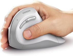 UGREEN Ergonomic Mouse, Vertical Wireless Mouse, 2.4GHz Optical Bluetooth Mice, 4 Adjustable DPI 1000/1600/2000/4000 Levels, 5 Buttons Mice for Laptop, PC, Chromebook, Desktop, Notebook etc, White