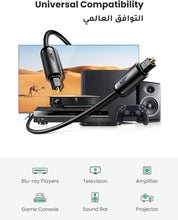 UGREEN Toslink Audio Optical Cable Male to Male Optical Audio Adapter Cable Compatible with PS4,VD/CD player,Blu-ray players,Game console (2M)