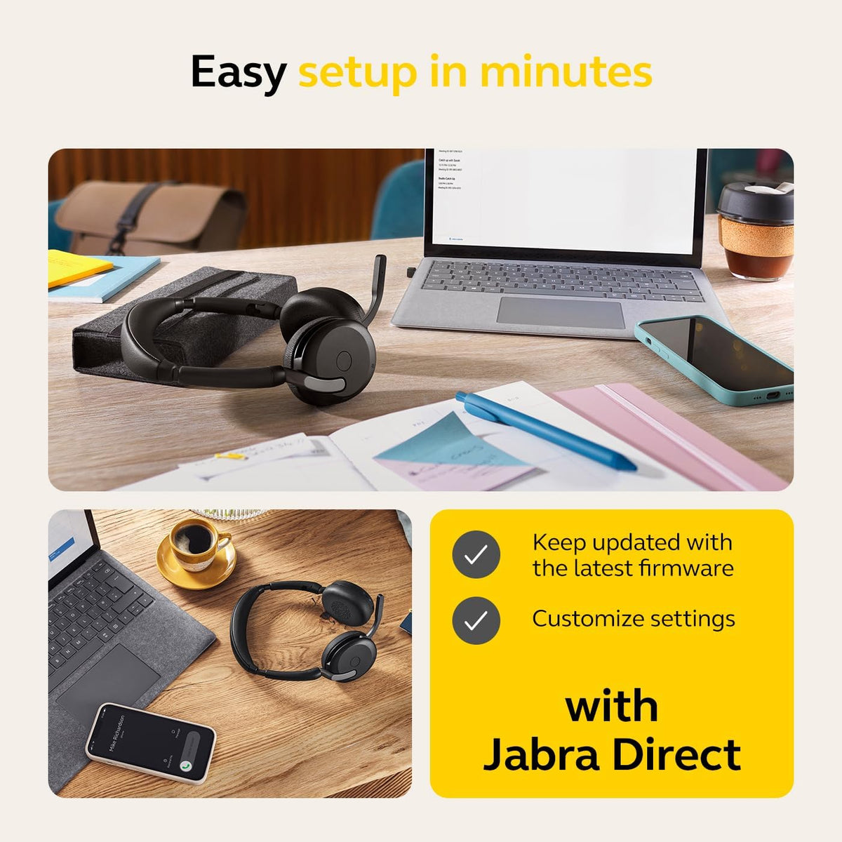 Jabra Evolve2 65 Flex - Wireless Stereo Headset with Bluetooth, Noise-cancelling Jabra ClearVoice Technology and Hybrid ANC - Certified for MS Teams - Black