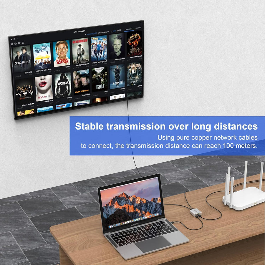 Ethernet Cable Splitter 1 to 2 with High-Speed 1000Mbps - Ethernet Splitter with USB Power Cable