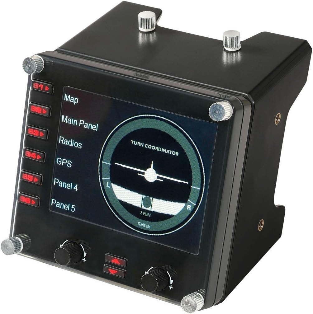 Logitech G Saitek Pro Flight Instrument Panel, Professional Simulation LCD Multi-Instrument Controller, 15 Readout Types, Expandable, PC - Black