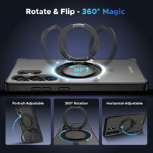 UGREEN Samsung Galaxy S25 Ultra Case MagSafe Cover, [Innovative 360° Ring Stand], [No Yellowing with iCrystal Tech], [MIL-Grade Protection], Magnetic Protective Slim Case, Black Frame with Matte Back