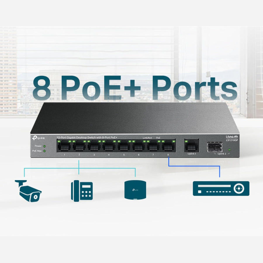 TP-Link 10-Port Gigabit Desktop Switch with 8-Port PoE+