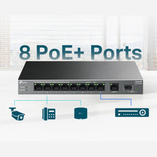 TP-Link 10-Port Gigabit Desktop Switch with 8-Port PoE+, 61 W PoE Budget, 30 W PoE output, Up to 250m PoE Transmission. Traffic Separation, Plug and Play, Fanless, Metal Case (LS1210GP)