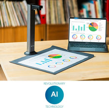 IRIScan Desk document scanner, book scanner - v7pro:4K UltraHD | 18MP | 600dpi | portable scanner | visualizer | document camera | OCR|IA flattening | auto scan | finger eraser | Win Mac