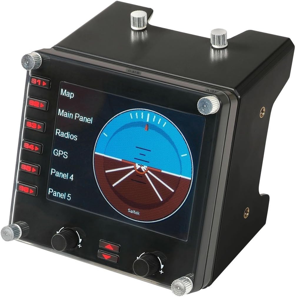 Logitech G Saitek Pro Flight Instrument Panel, Professional Simulation LCD Multi-Instrument Controller, 15 Readout Types, Expandable, PC - Black