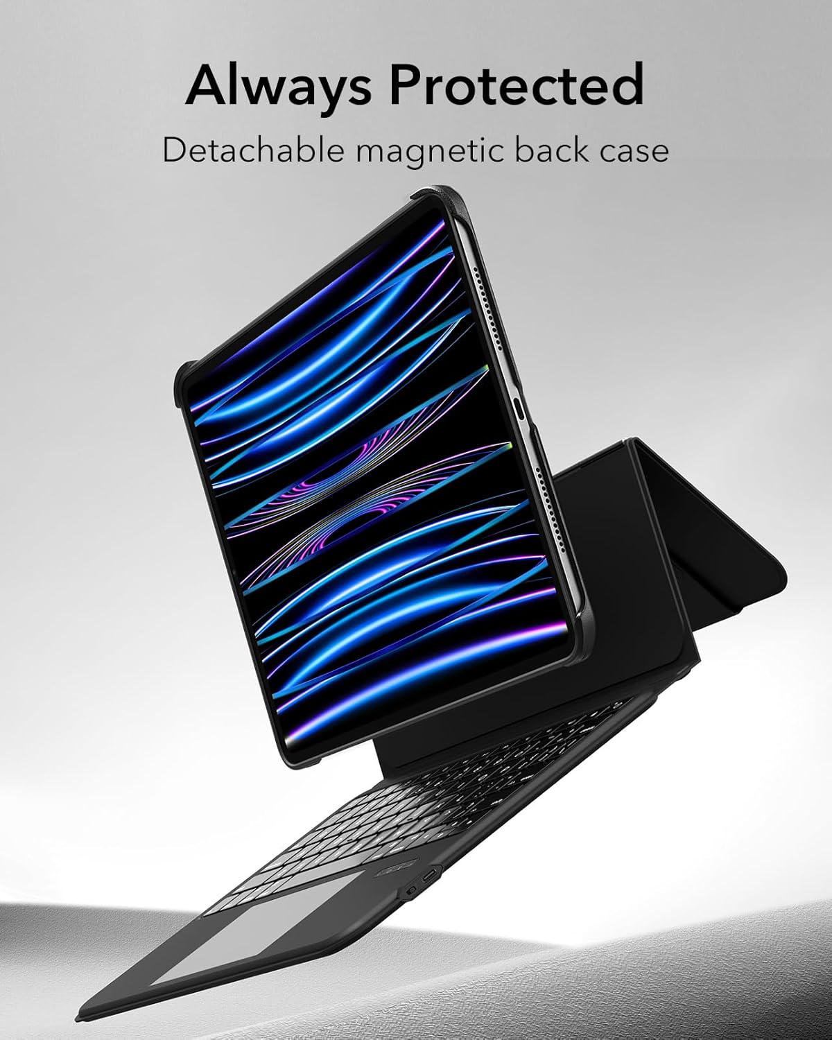 ESR Ascend Keyboard Case for iPad Air 11" (M3/M2, 2025/2024) & iPad Pro 11 (4th/3rd/2nd/1st Gen), iPad Air 5th/4th, Magnetic Detachable, Adjustable Portrait/Landscape Stand, Black