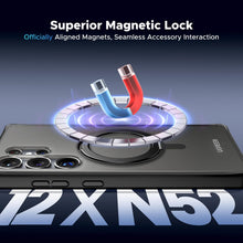 UGREEN Samsung Galaxy S25 Ultra Case MagSafe Cover, [Innovative 360° Ring Stand], [No Yellowing with iCrystal Tech], [MIL-Grade Protection], Magnetic Protective Slim Case, Black Frame with Matte Back