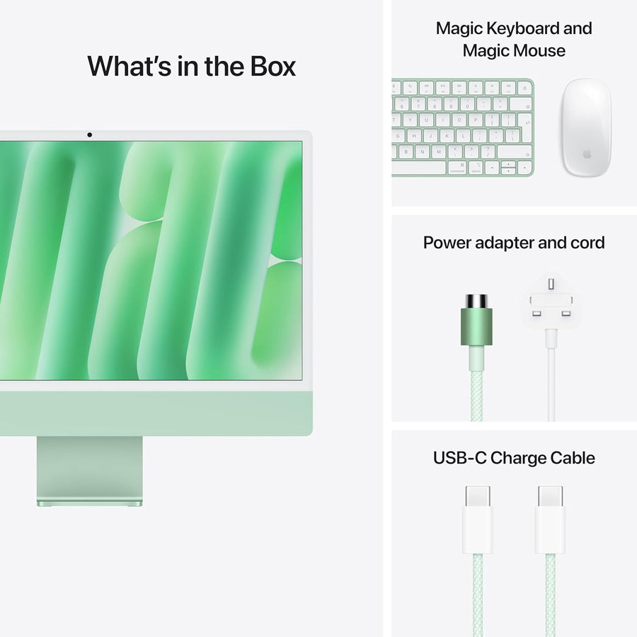 Apple 2024 iMac (24-inch, Apple M4 chip with 8-core CPU and 8‑core GPU, 16GB Unified Memory, 256GB) - Green; Arabic/English