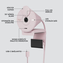 Logitech Brio 300 Full HD Webcam with Privacy Shutter, Noise Reduction Microphone, USB-C, Ceritified for Zoom, Microsoft Teams, Google Meet, Auto Light Correction - Rose