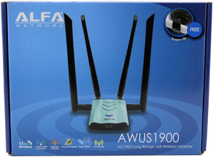 ALFA Network AC1900 WiFi Adapter - 1900 Mbps 802.11ac Long-Range Dual Band USB 3.0 Wi-Fi w/4x 5dBi External Dual-Band Antennas