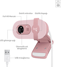Logitech Brio 100 Full HD Webcam for Meetings and Streaming, Auto-Light Balance, Built-In Mic, Privacy Shutter, USB-A, for Microsoft Teams, Google Meet, Zoom and More - Rose