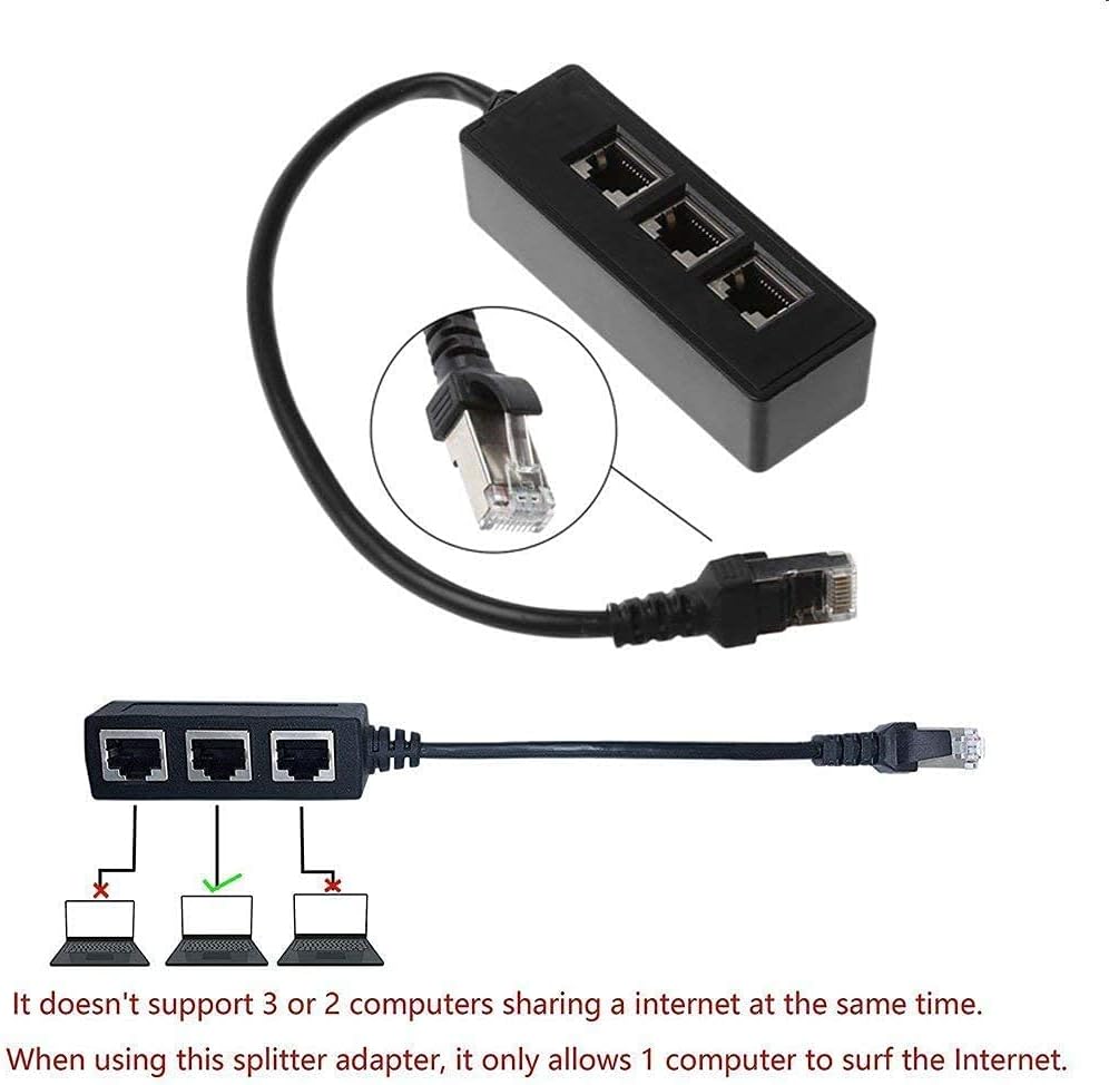 KASTWAVE Rj45 Ethernet Splitter Cable Rj45 1 Male to 3 Female Port Lan Ethernet Splitter Adapter Cable Lan Network Plug Connector Adapter for Cat5, Cat5e, Cat6, Cat7
