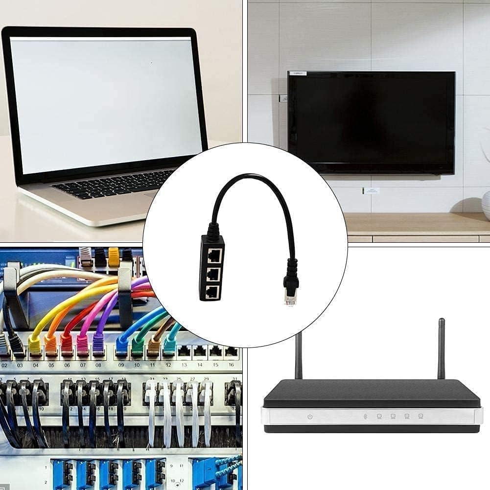 KASTWAVE Rj45 Ethernet Splitter Cable Rj45 1 Male to 3 Female Port Lan Ethernet Splitter Adapter Cable Lan Network Plug Connector Adapter for Cat5, Cat5e, Cat6, Cat7