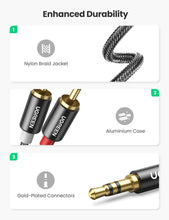UGREEN RCA to 3.5mm Audio Cable 1Meter, 2 RCA Male to 3.5mm(1/8